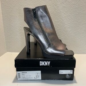 DKNY Metallic Silver Heeled Boots Size 11